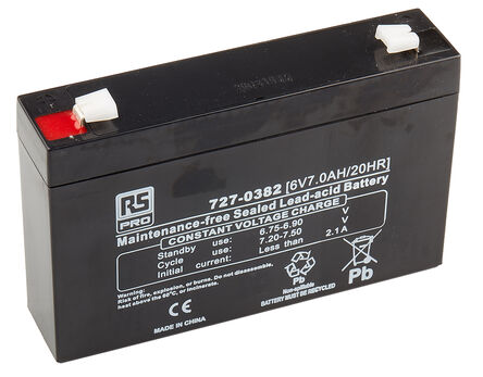 RS Pro Rechargeable Lead Acid Battery 6V, 7Ah